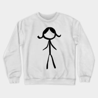 Simple stick figure, hand drawn, simple design, female, or girl Crewneck Sweatshirt